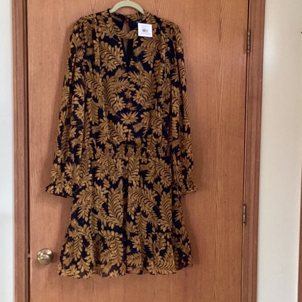 Ella by Rafaella lined, metallic leaves dress